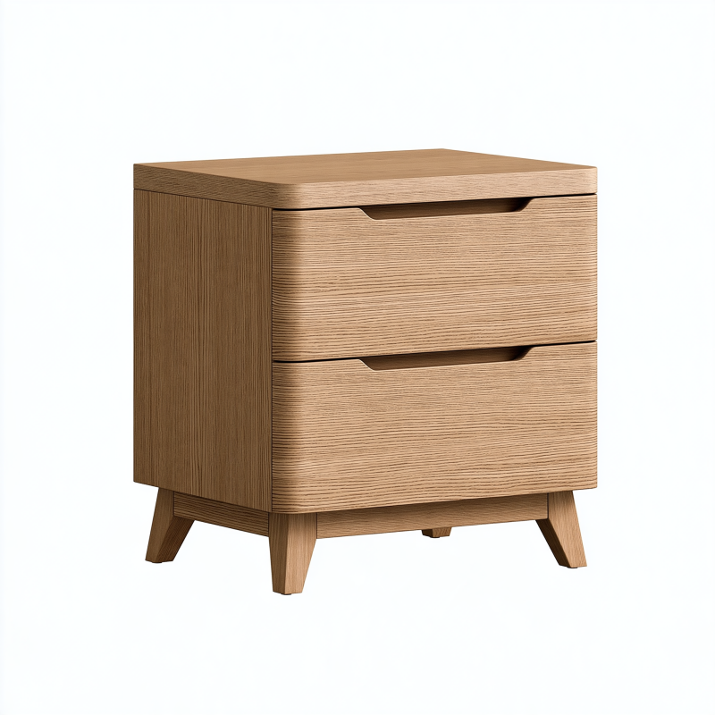 Nachttisch 50 x 40 x 55 cm Holz Naturbraun mit 2 Schubladen Skandinavischer Stil