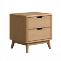 Nachttisch 50 x 40 x 55 cm Holzwerkstoff Naturbraun mit 2 Schubladen skandinavischer Stil
