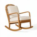 Schaukelstuhl 70 x 90 x 100 cm Holz Rattan Beige für Wohnräume mit Kufen