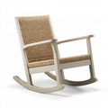 Schaukelstuhl 100 x 70 x 100 cm aus Holz und Naturfaserkordel in Beige mit geflochtener Sitzfläche