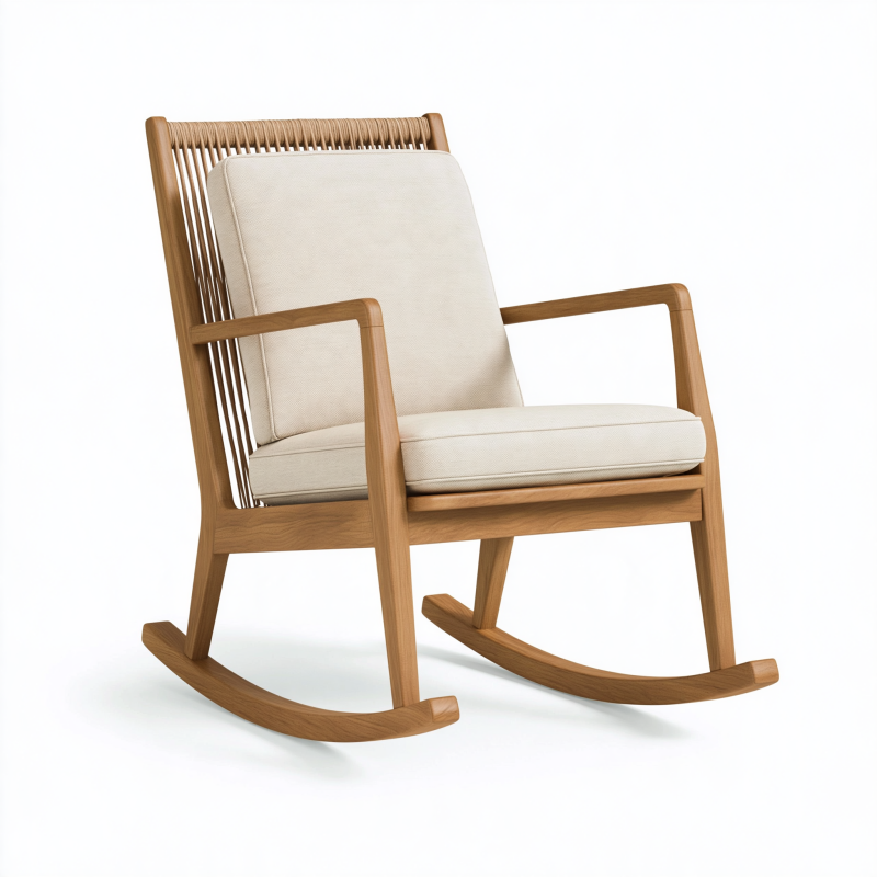 Schaukelstuhl 92 x 68 x 102 cm Holz Beige mit Textilpolsterung skandinavisch
