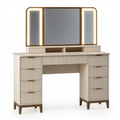Schminktisch-Set 120 x 45 x 150 cm Beige Holzwerkstoff mit LED-Spiegel und Schubladen