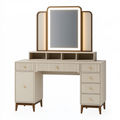 Schminktisch-Set 120 x 45 cm Beige MDF mit LED-Spiegel klassisch