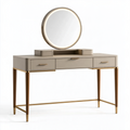 Schminktisch mit Spiegel 120 x 45 x 145 cm Holzwerkstoff Metall Beige Braun Gold modern mit 3 Schubladen