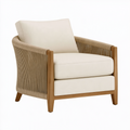 Loungesessel 82 x 78 x 82 cm Holz Seilgeflecht Beige Naturbraun für Wohnzimmer moderner Stil