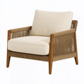 Sessel 78 x 75 x 85 cm aus Holz Beige mit Textilbezug und Seilbespannung im modernen Stil