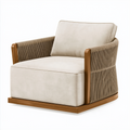 Sessel 85 x 85 x 78 cm Beige Textilbezug Holzgestell gerippte Armlehnen