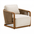 Sessel 78 x 82 x 82 cm aus Holz und Geflecht beige braun - moderner Loungesessel