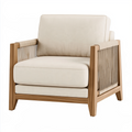 Sessel 85 x 78 x 82 cm Holz Textil Creme modern mit Kordelarmlehnen
