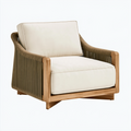 Gartensessel 85 x 82 x 78 cm Holz Seilgeflecht Creme Outdoor