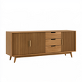 Sideboard 180 x 40 x 75 cm Holz Braun mit Rillenfront und Schubladen