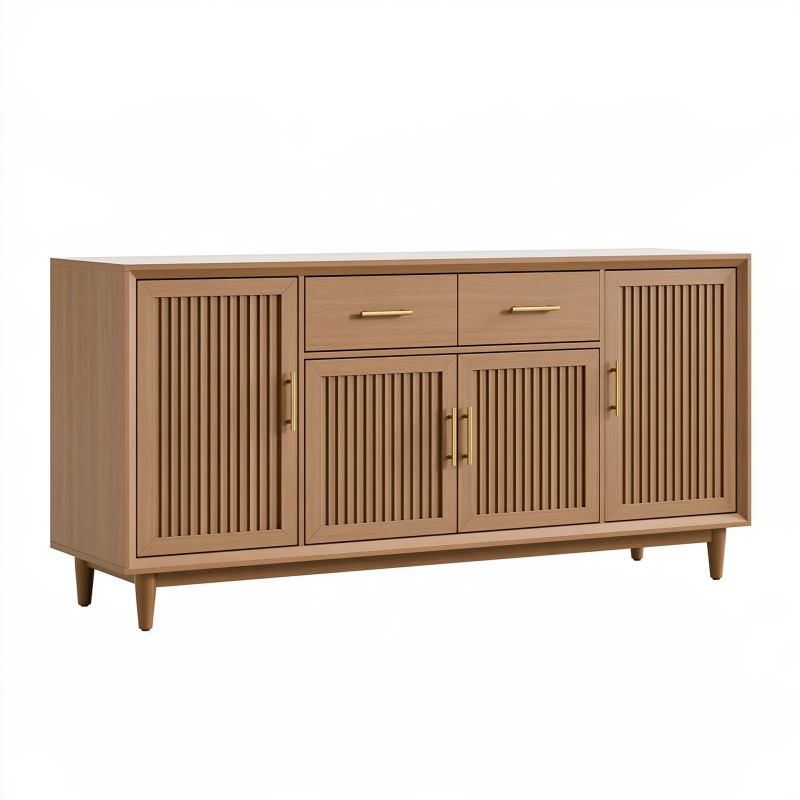 Sideboard 180 x 45 x 85 cm Holzwerkstoff Braun mit Lamellentüren
