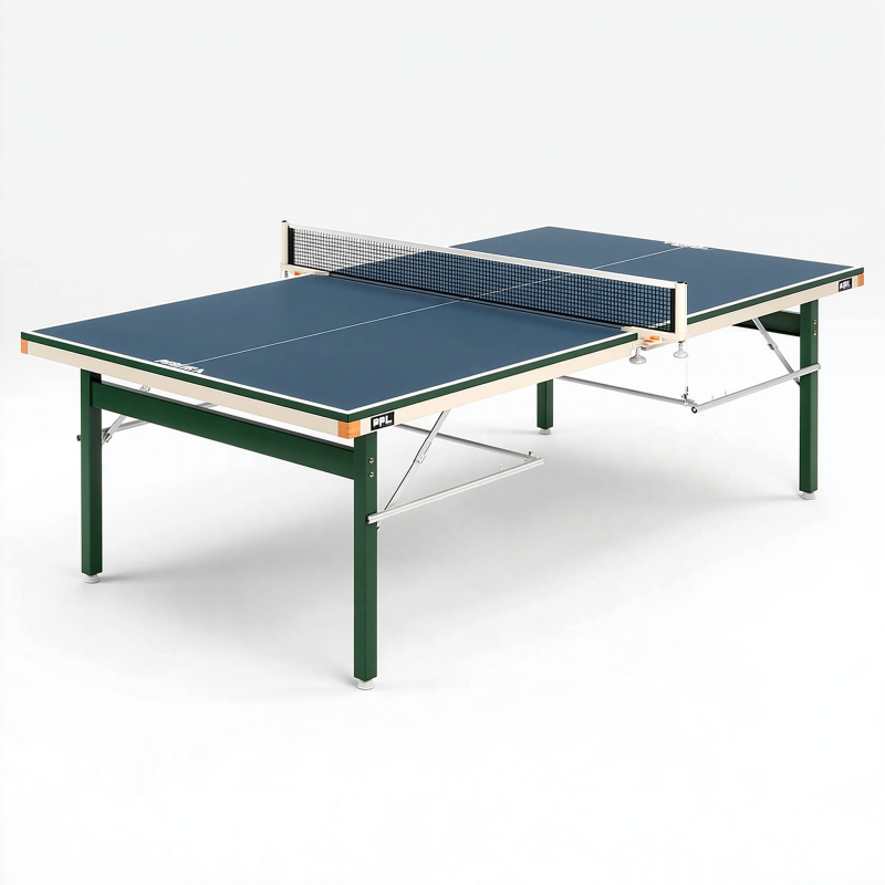 Tischtennistisch 274 x 152.5 x 76 cm blau grün mit Stahlgestell und Netz für Freizeitspiel