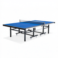 Tischtennistisch 274 x 152.5 x 76 cm Blau Metall fahrbar mit Netz