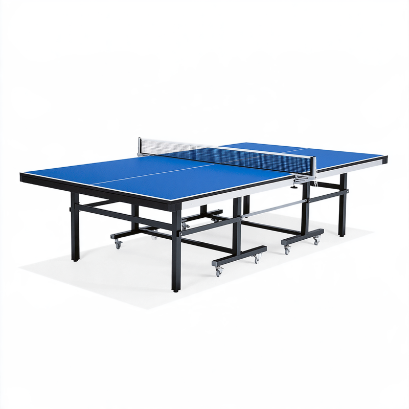 Tischtennistisch 274 x 152.5 x 76 cm Blau Metall fahrbar mit Netz