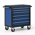 Werkzeugwagen 100 x 50 x 95 cm Stahl Blau Schwarz mit 6 Schubladen